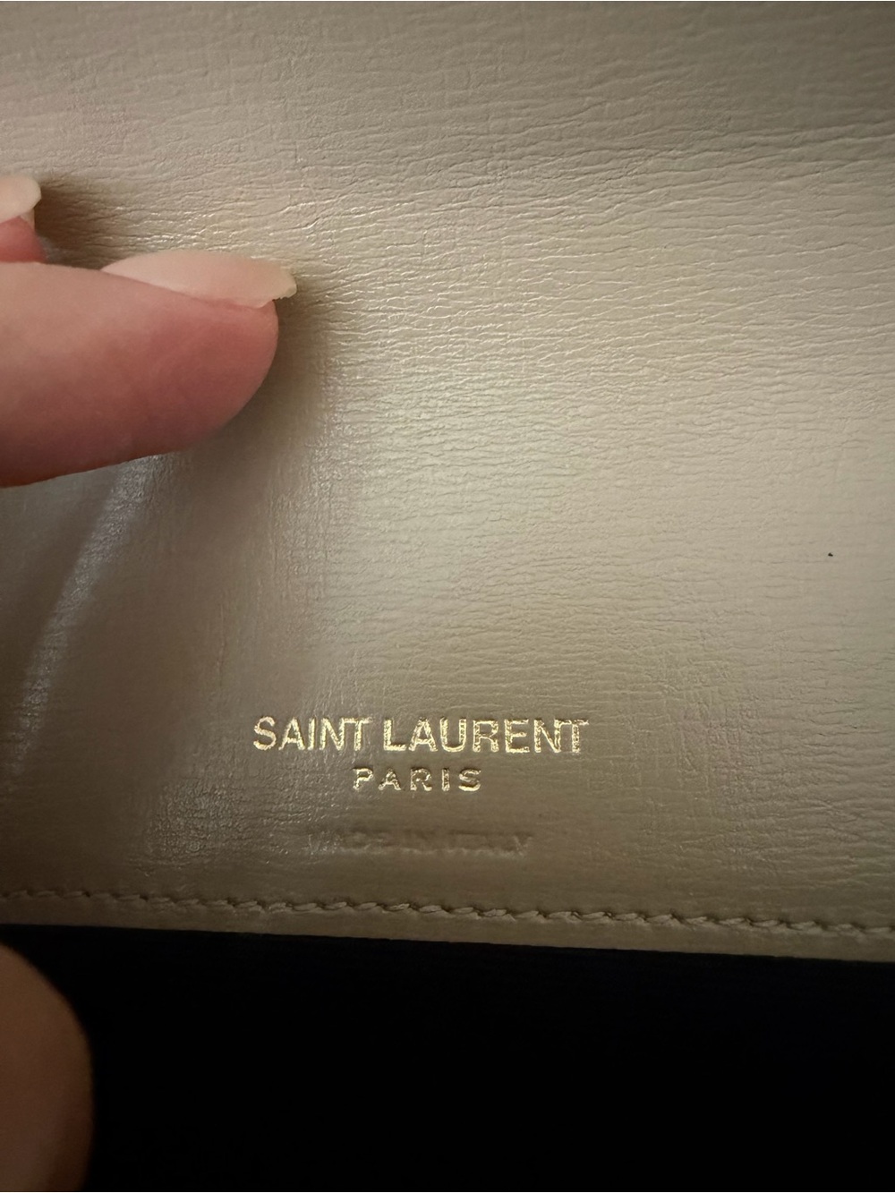 Saint Laurent Cassandre Phone Holder Crossbody Bag in Dark Beige - Picture 9 of 15